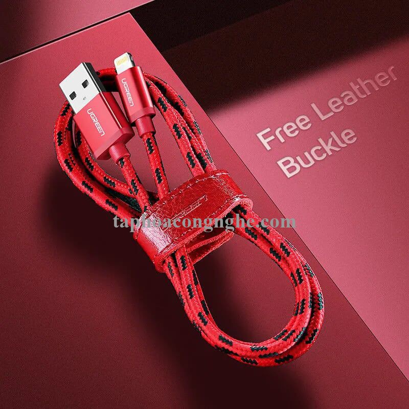 Ugreen 40478 0.5M màu Đỏ Cáp Lightning sạc + truyền dữ liệu cho iPhone US247 30040478